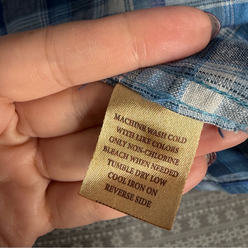NWOT Bruno Men’s Linen‎ Cotton Blend Short Sleeves Blue Plaid Button Front 2XLB - Picture 7 of 8